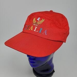 Vintage Italia Firenze Red Snapback Baseball Hat Cap Italian 100% Cotton Y2K